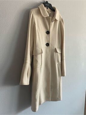 Old Navy Cream Textured Single-Breasted Trench Coat